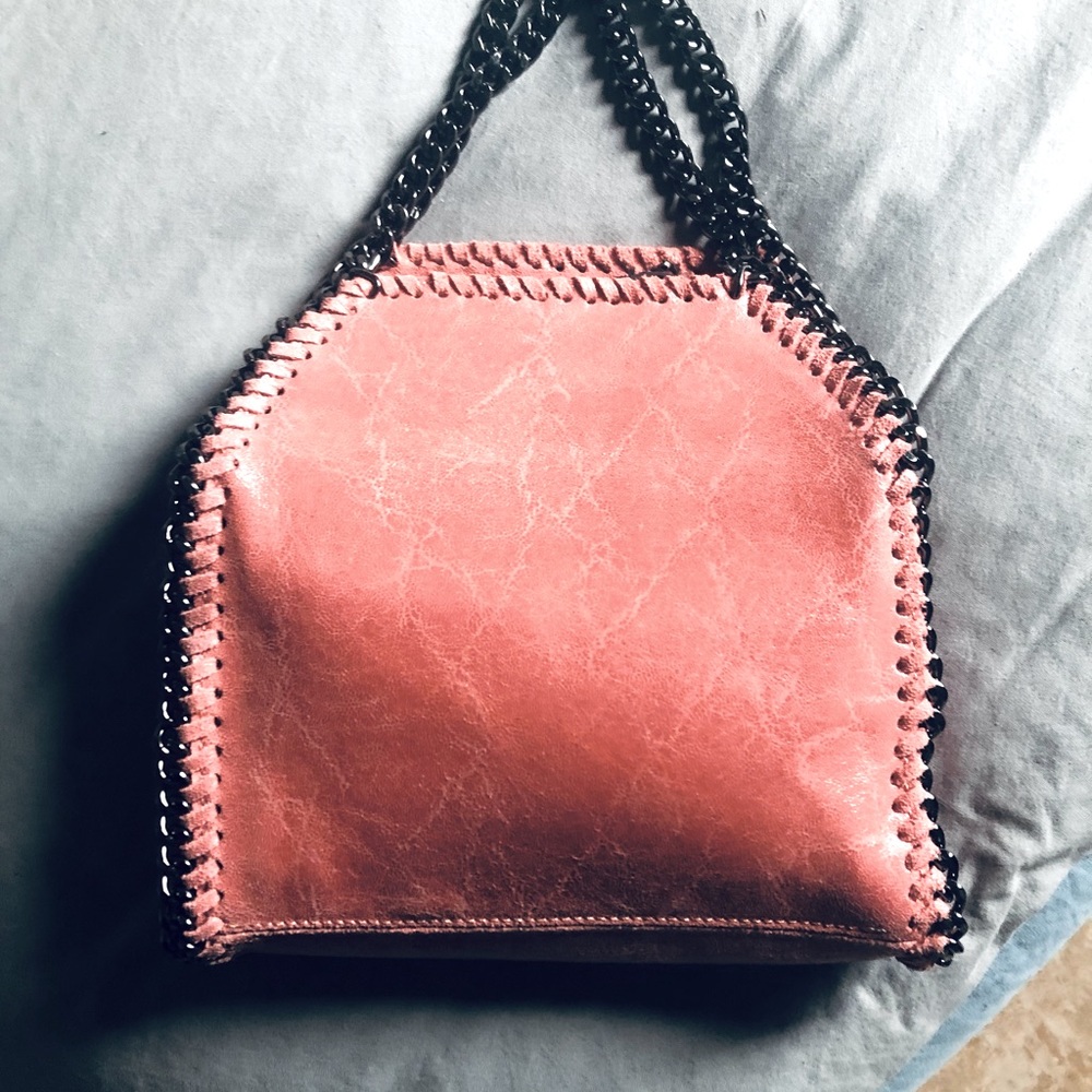 Italian leather bag- coral color.